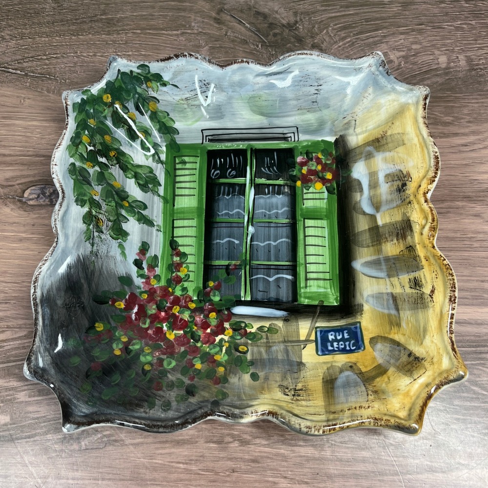 Tabletops Unlimited Rue de Paris Salad Plate Square 8.5in Green French Country